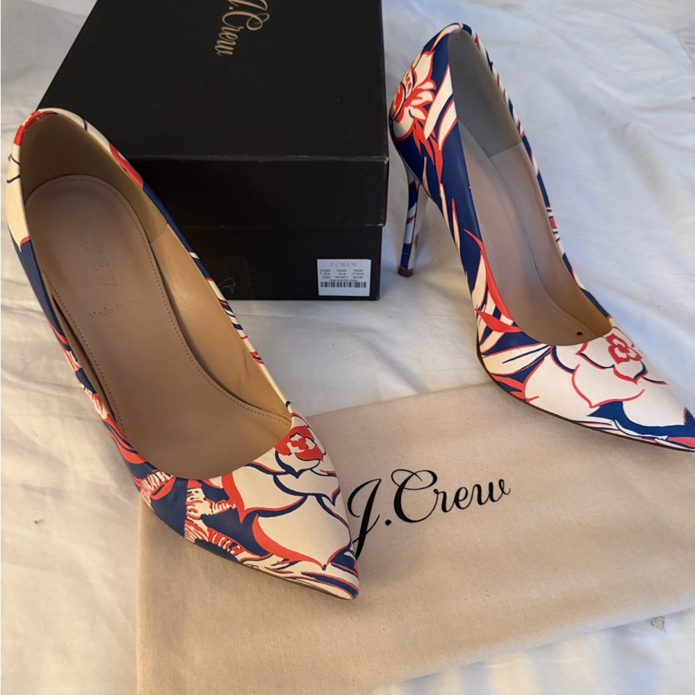 J. Crew Women's Heels - Red and Blue Floral